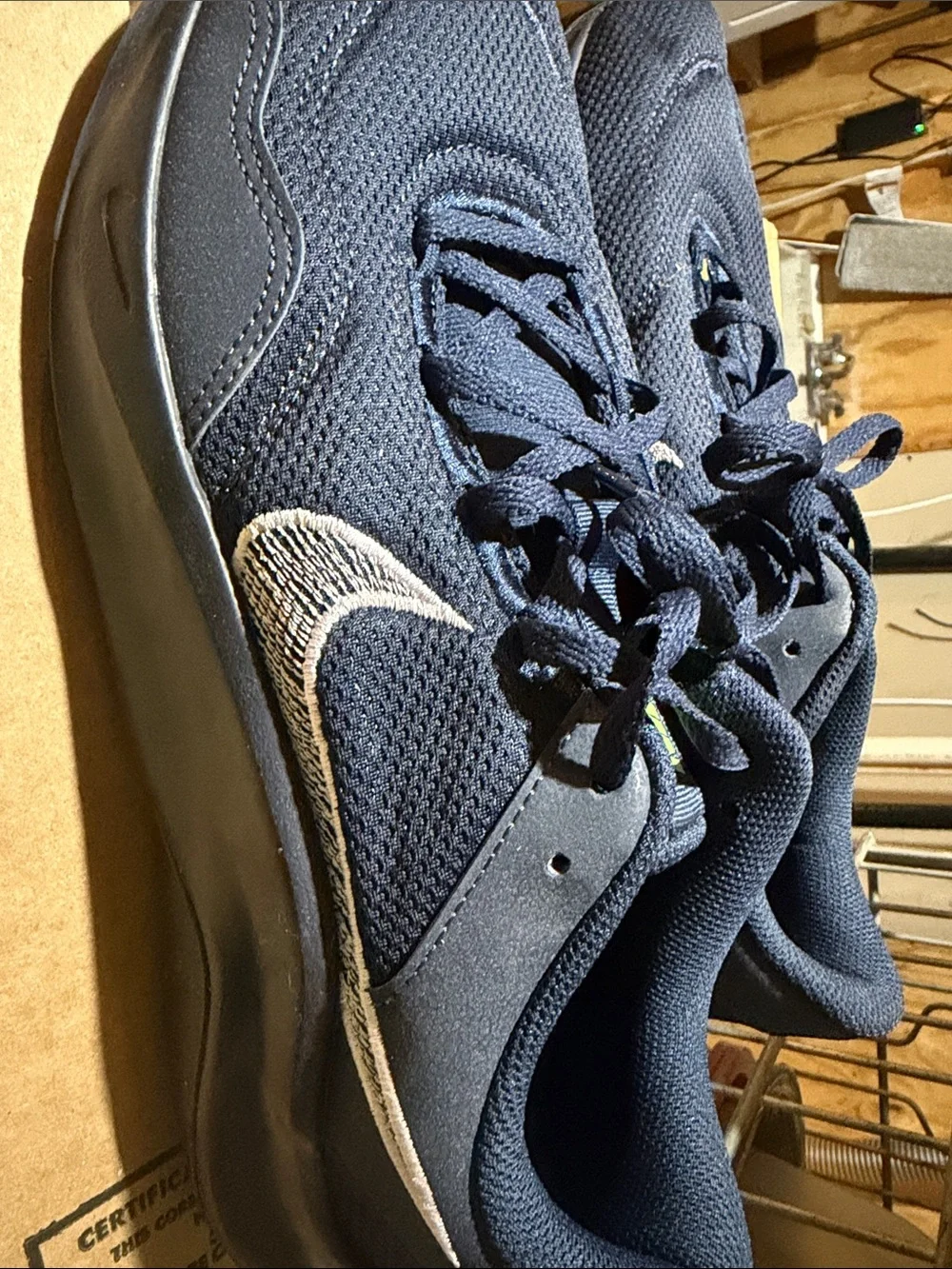 Nike Dark Blue Mesh Sneakers with White Swoosh